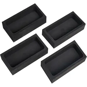 Nelyrho 4 Pieces 1kg Graphite Ingot Molds for Casting Gold Silver Aluminum Copper Brass, Metal Melting Refining Tools (4.01 x 2.01 x 1.01 Inch)