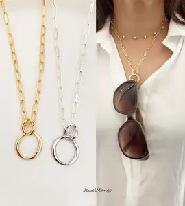 Eyeglasses Chain in Gold Paper Clip, Perfect Layering Link Necklace, Adjustable Silver paperclip Reading Glasses Holder, Sunglasses holder, modern and stylish eyeglasses chain