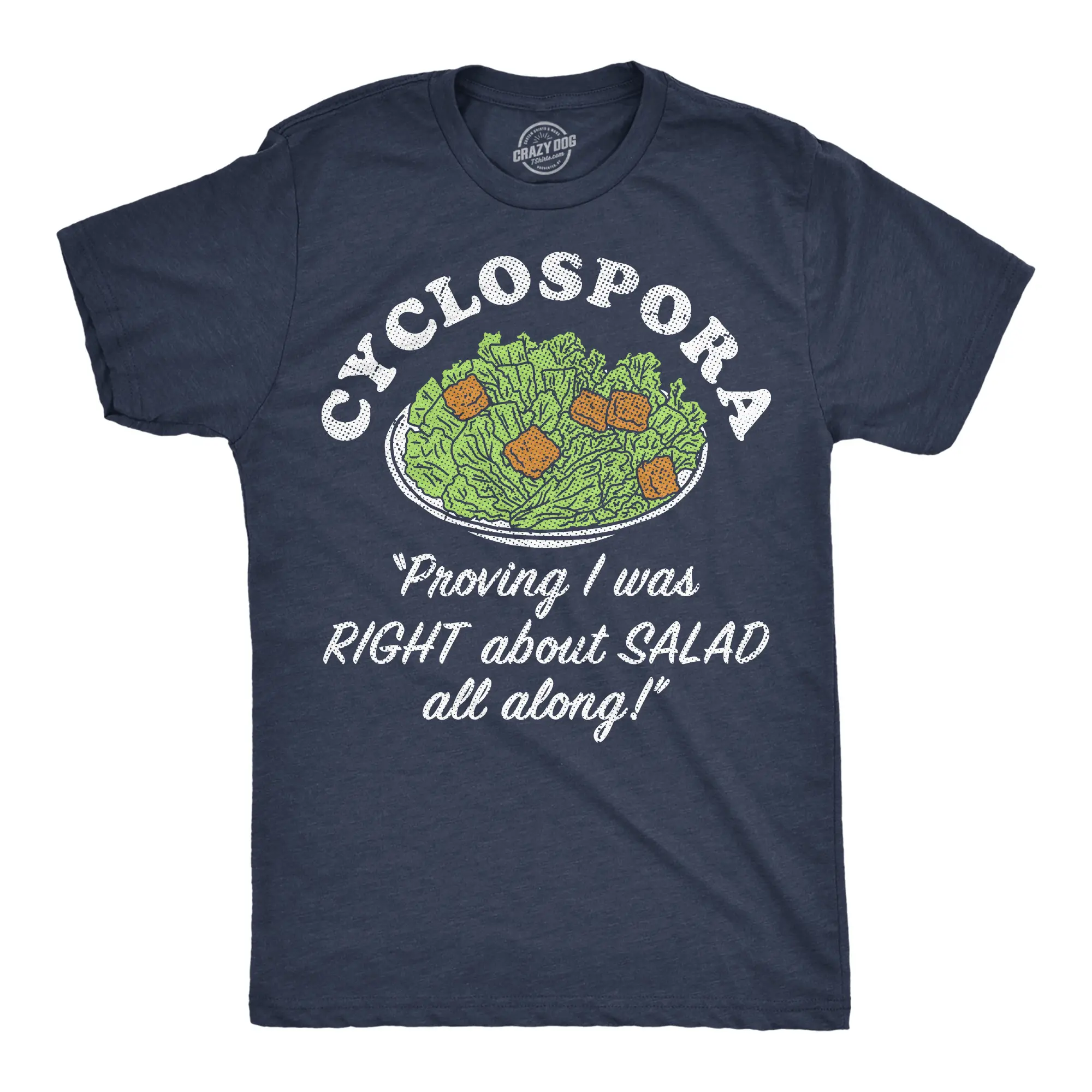 Mens Funny T Shirts Cyclospora Sarcastic Salad Joke Tee For Men Mens Funny T Shirts Cool Vintage Fashion T-Shirt Gift Classic Menswear Funny Food Short Sleeve Novelty Tees for Guys Navy -
