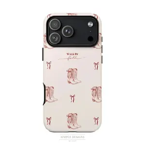 [New Arrivals]Christian Phone Case, Walk By Faith Western Boots Phone Case, Cute Cowgirl Aesthetic, Christian Inspirational Phone Cover