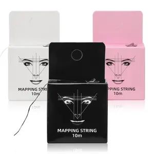 ATOMUS Eyebrow Mapping String 3 Pack Pre-inked 10m(32ft) Microblading String for Brow Marking 3 Colors Black White Pink Measuring String for Eyebrow Makeup