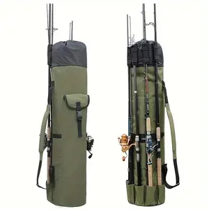 Portable Fishing Rod Carry Bag, Heavy Duty Fishing Pole Storage with Adjustable Shoulder Strap, Fits Multiple Rods & Reels for Outdoor Fishing Trips