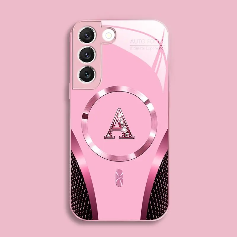 Suitable for [Galaxy S22 5g] high-end MagSafe phone case，Luxury Magnetic Case Shockproof Protective Cover Choose from all 26 letters with Magsafe Support 952