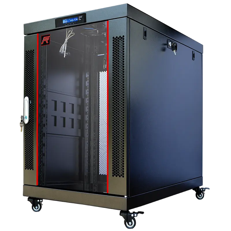 SYSRACKS 18U Premium Server Rack 19" Cabinet with Locking for Electronics, Audio, Video, and Data Racks, 24-Inch Depth 18.600 double  pc