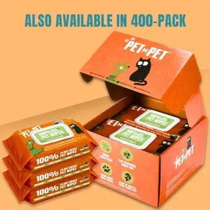 100 Count Unscented Pet Cleaning Wet Wipes for Paws, Butt, Face, Fur and Ears
