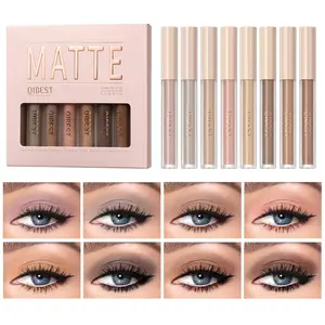 8 Colors Liquid Matte Eyeshadow Set Nude Black Smokey Eyeshadow Cream Eyeshadow Primer Waterproof Quick Drying Eye Brightener Highlighter Blusher Eye Shadow Makeup springtok