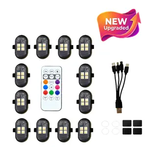 【2026 Upgraded】LED Lights for Car USB Rechargeable Remote Control Waterproof 4 LED Beads for Car Motorcycle Trucks Bike
