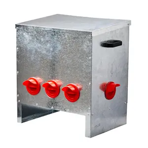 5 Ports Automatic Chicken Feeder Rodent Proof Large Capacity Metal Poultry Feeder with Handles and Lid for Hen Coop Durable Galvanized Steel Construction No Waste Feeding Design