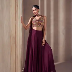 Sayuri Designer Chinon Tops and Palazzo Set for Women - Womenswear, Overalls