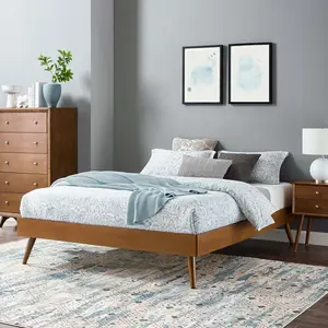 Modway Margo Twin Wood Platform Bed Frame in Walnut