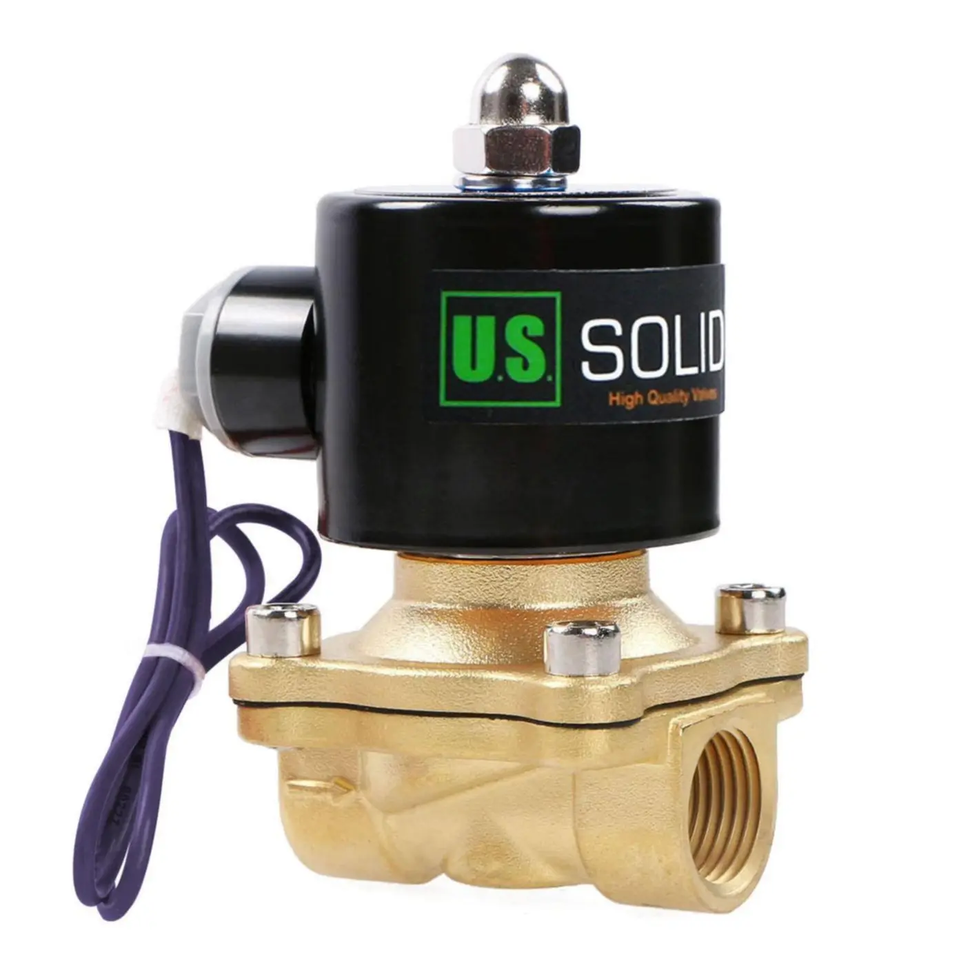U.S. Solid 1/2" Brass Electric Solenoid Valve 12VDC Normally Closed VITON NPT