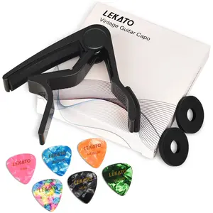 Guitar Capo Aluminum Quick Change Clamp Key Ukulele Bass Tone Adjust + 6 Picks +2x Strap Locks