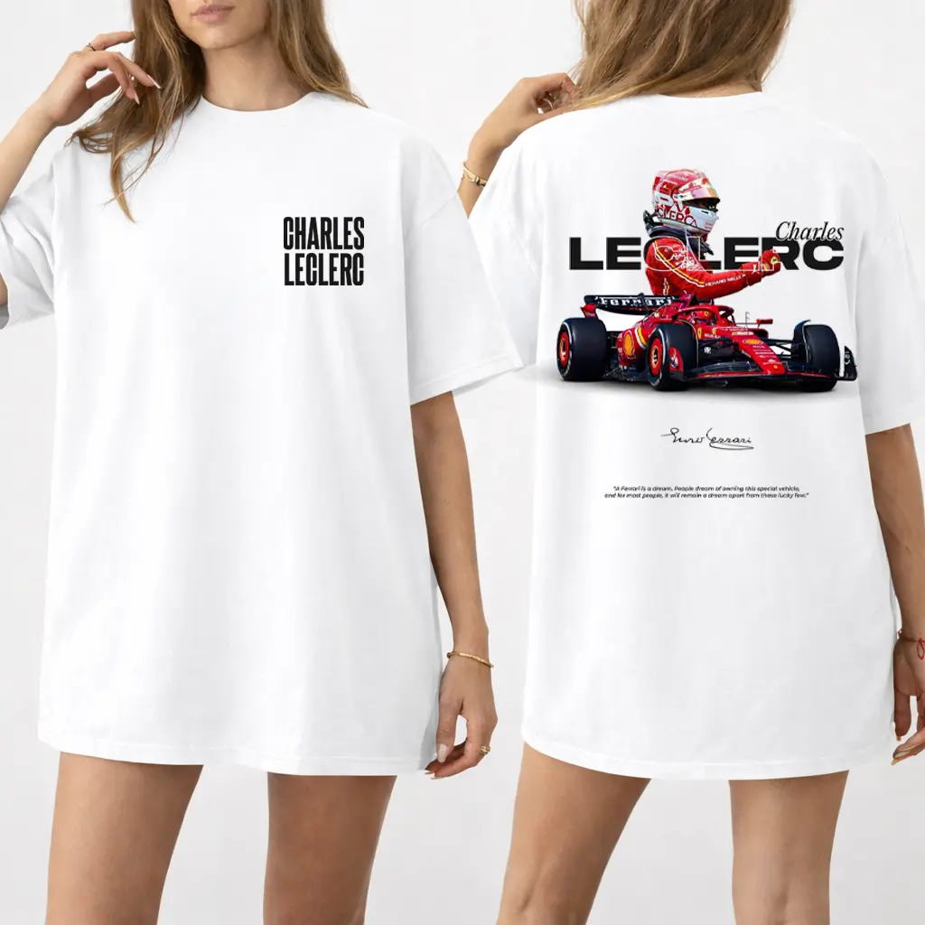 Charles Leclerc T-Shirt, Racing Driver Graphic Tee, Red Speed Car Print Shirt, Unisex Streetwear Tee, Formula Racing Fan Apparel