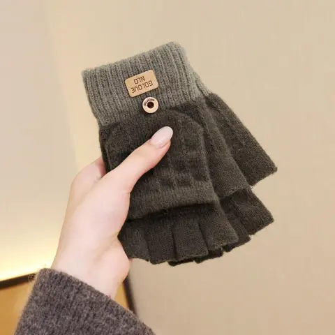 Colorblock Knitted Gloves, Fingerless Gloves with Flip Cover, Casual Windproof Warm Gloves for Fall & Winter, Gloves for Cold Weather, Fashion Accessories for Men & Women
