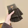 Colorblock Knitted Gloves, Fingerless Gloves with Flip Cover, Casual Windproof Warm Gloves for Fall & Winter, Gloves for Cold Weather, Fashion Accessories for Men & Women