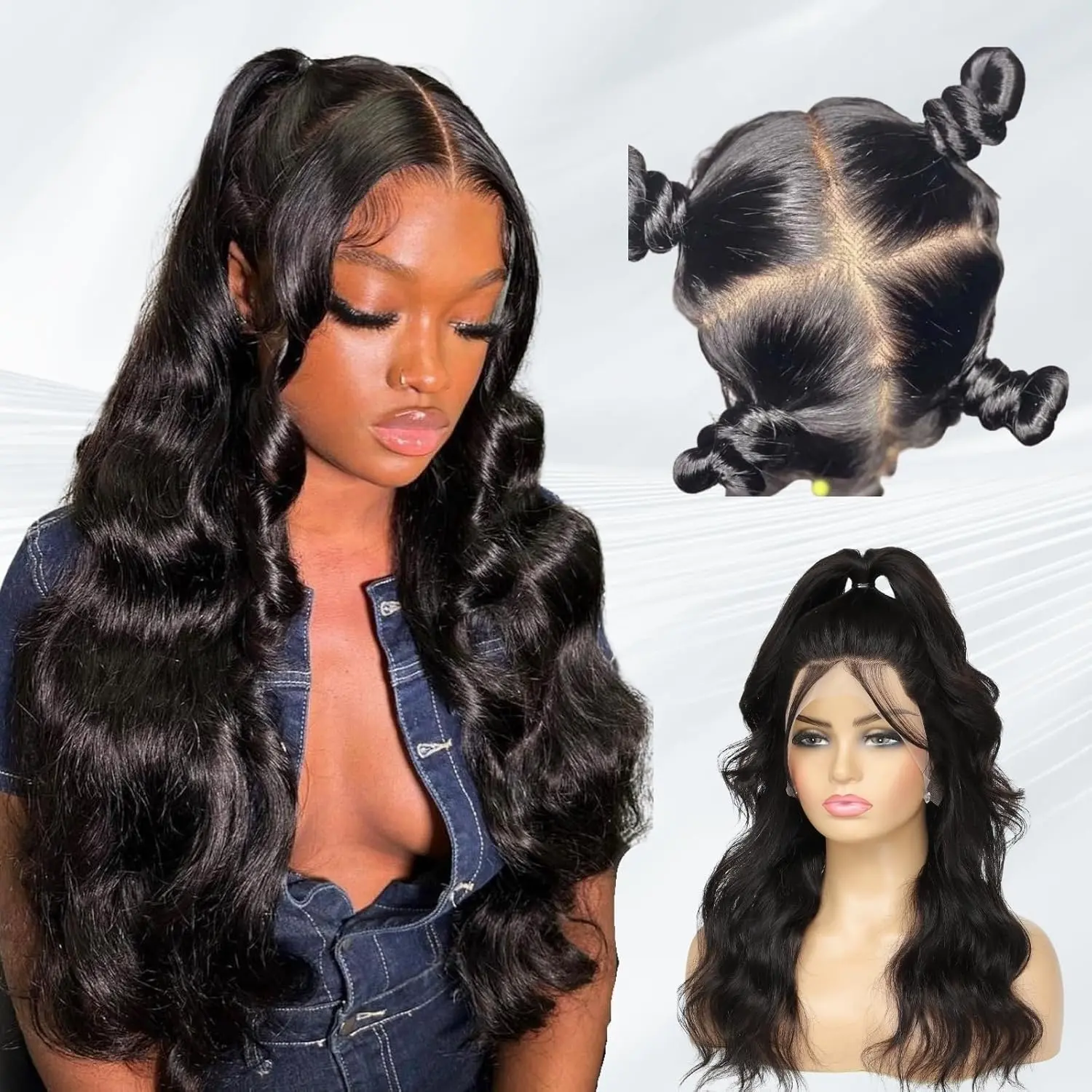 Wholesale Raw Indian Virgin Natural 180% Density Human Hair HD Full Lace Wig Pre Plucked With Frontal Black Color Body Wave Wigs
