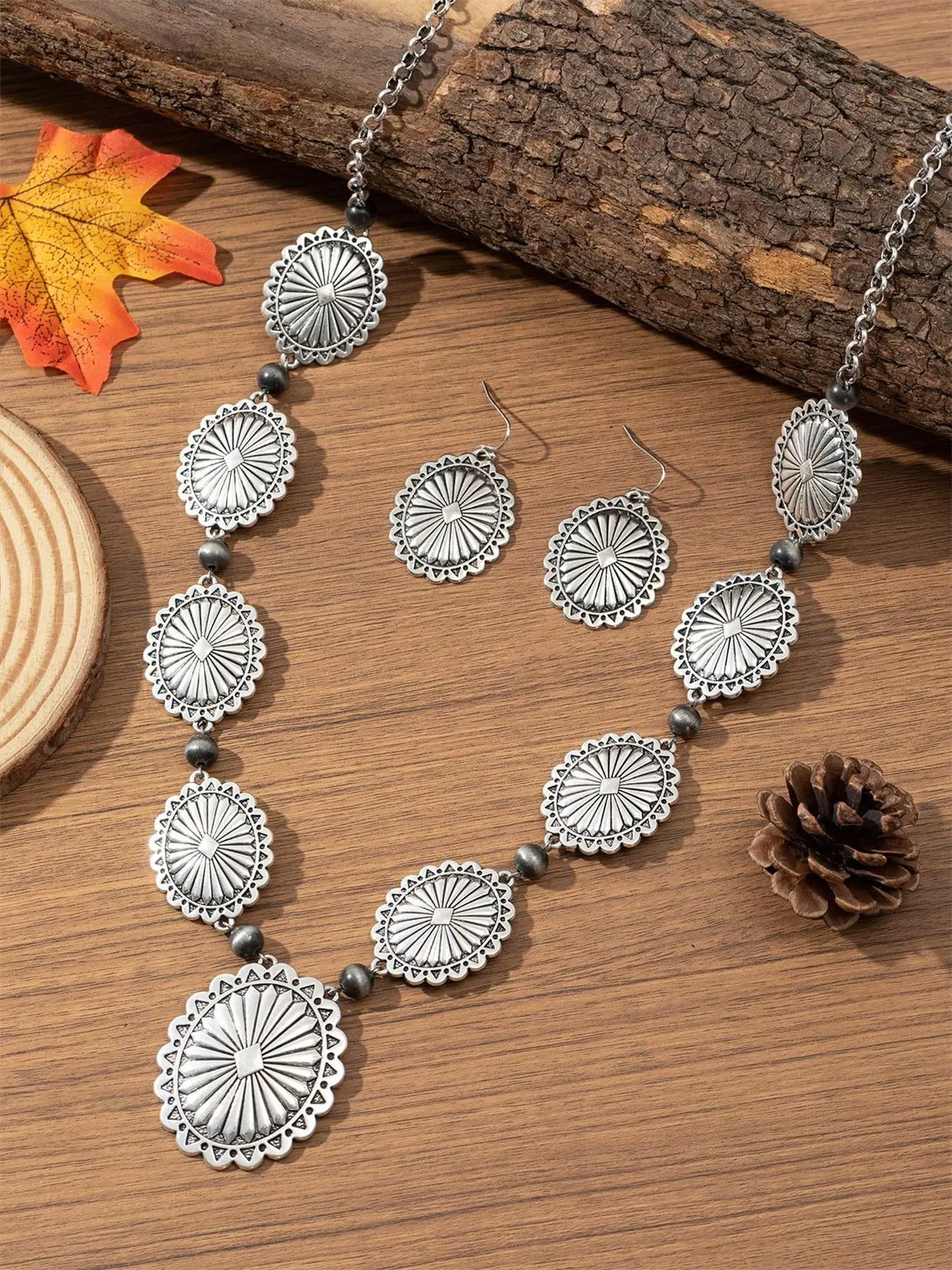 Boho Style Vintage Elegant Matching Jewelry Set, Fashion Lace Carved Craft Zinc Alloy Jewelry for Party, Daily Clothing Decor, Trendy All-match & Exquisite Jewelry for Birthday Gift, Jewellery Gift Set