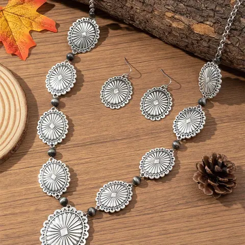 Boho Style Vintage Elegant Matching Jewelry Set, Fashion Lace Carved Craft Zinc Alloy Jewelry for Party, Daily Clothing Decor, Trendy All-match & Exquisite Jewelry for Birthday Gift, Jewellery Gift Set