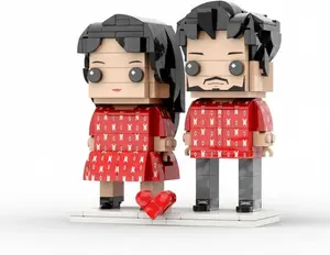JollyJubilant Sweet Couple Gift Full Body Customizable Square Face 2 People Standing My Custom Brickfigure Granules Personalize Building Block Character