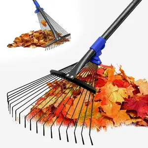 Leaf Rake-Rake with 8-17" Expandable Head,Yard Rakes for Leaves,Grass,Lawns,Shrubs,Flower Beds,Camping,Cleanup,for & Kids