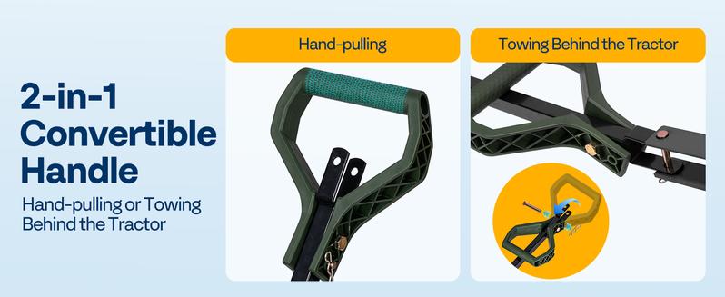 VIVOHOME 4 Cu.Ft 660lbs Wheelbarrow Garden Cart Dump Wagon with 2-in-1 Convertible Handle Attach to ATV or Tractor, 10" All Terrain Wheels, Quick Release System, Heavy Duty Utility Trailer for Yard