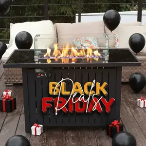 NAGA BAHNA outdoor furniture Fire Pit Propane Gas FirePit43" Outdoor Fire Pit Rectangular Tabletop  50,000 BTU Rectangle Pit with Lid, Gas Fire Table for Garden,Patio, CSA Modern Safety for Outside Garden Backyard Deck Patio