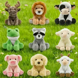 8.5-inch/22cm Sitting animal plush toy Golden Retriever, Reindeer, Lion, Pig, Sheep, Goat, Frog, Raccoon. Soft and fluffy, Perfect as gifts for children Types