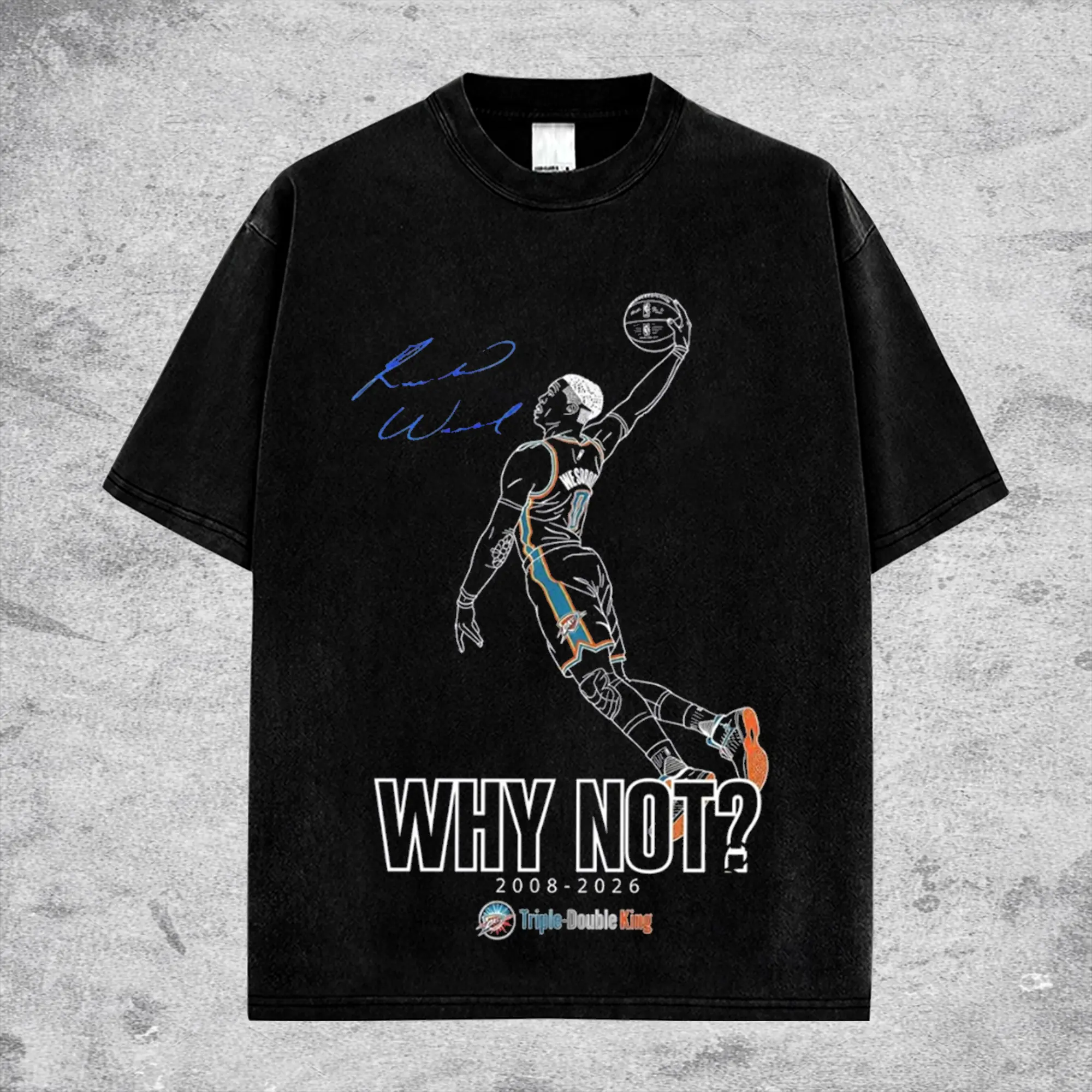 [HoopZoneStyle] Russell Westbrook Triple-Double King Why Not 2008-2026 Retirement Game Day Retro Unisex 100% Heavyweight Cotton T-Shirt – Thunder Fans Shirt, Oklahoma Basketball Shirt, Game Day Outfits, Gift For Basketball Fans