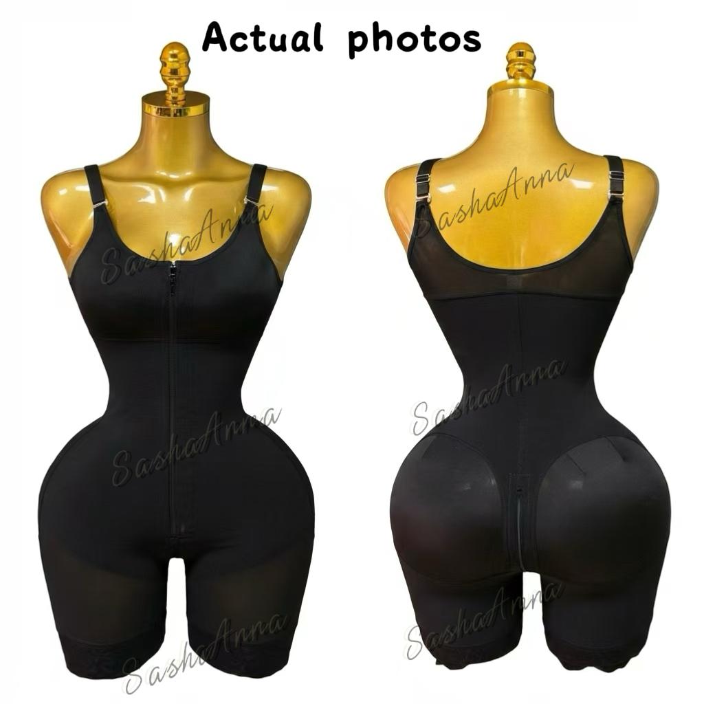 Women's  Fajas Colombianas shapewear Tummy Control Butt Lifter Shaper with Zipper Crotch detachable shoulder strap Womenswear Bodysuit Compression
