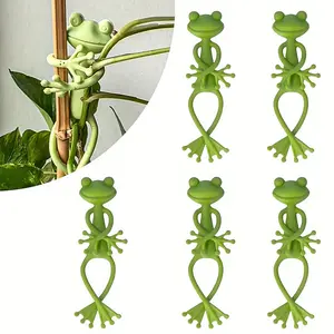 5-Piece Frog Plant Stand Set, Cute Frog Flower Pot Holder, Multi-Functional Cartoon Plant Climber Fixer, Indoor Outdoor Garden Decor Plant Trellis