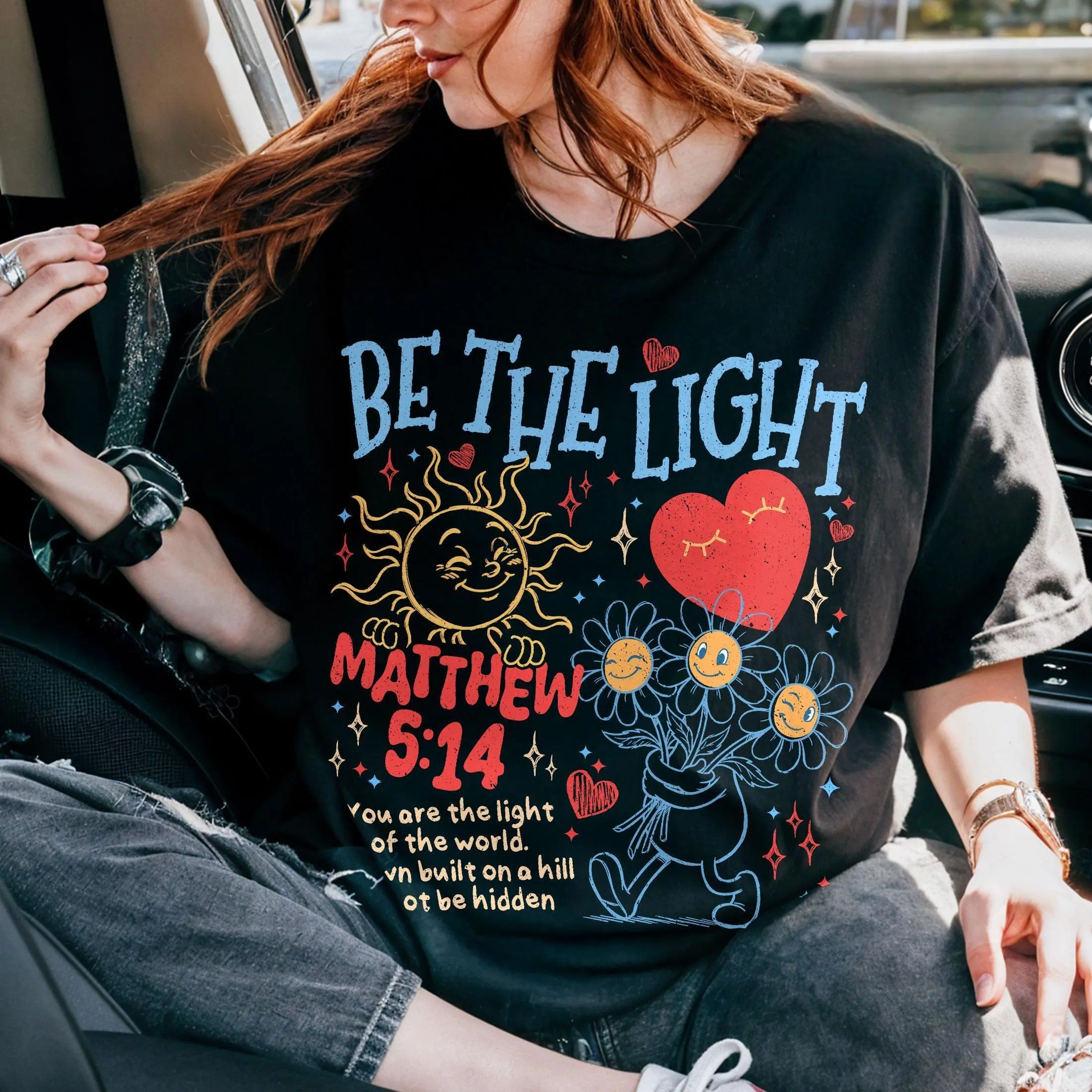 Be The Light Tshirt, Matthew 5:14 Bible Verse Tee, Christian Faith Shirt, Church Camp Outfit, Summer Christian Tee