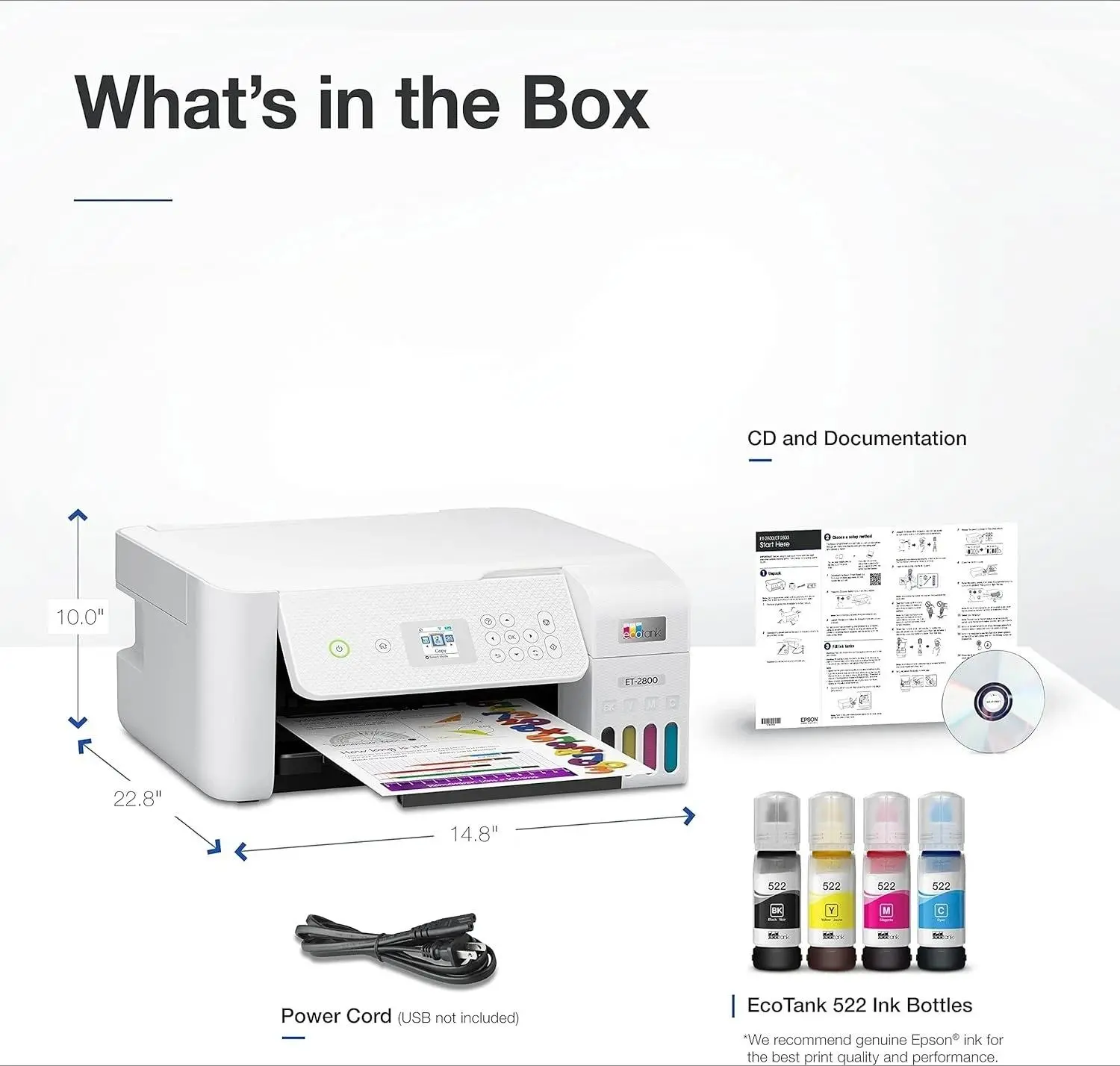Epson ET-2800 Inkjet Printer with 502 Ink Cartridges Fast Shipping from US Warehouse Secure Packaging Guaranteed