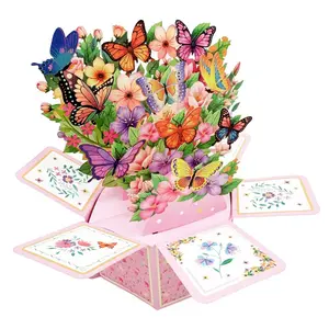 New butterfly pattern creative high-end 3D gift box decorative card holder holiday greeting invitation universal, decorative greeting card ornaments holiday greeting invitation universal/universal decorative greeting cards