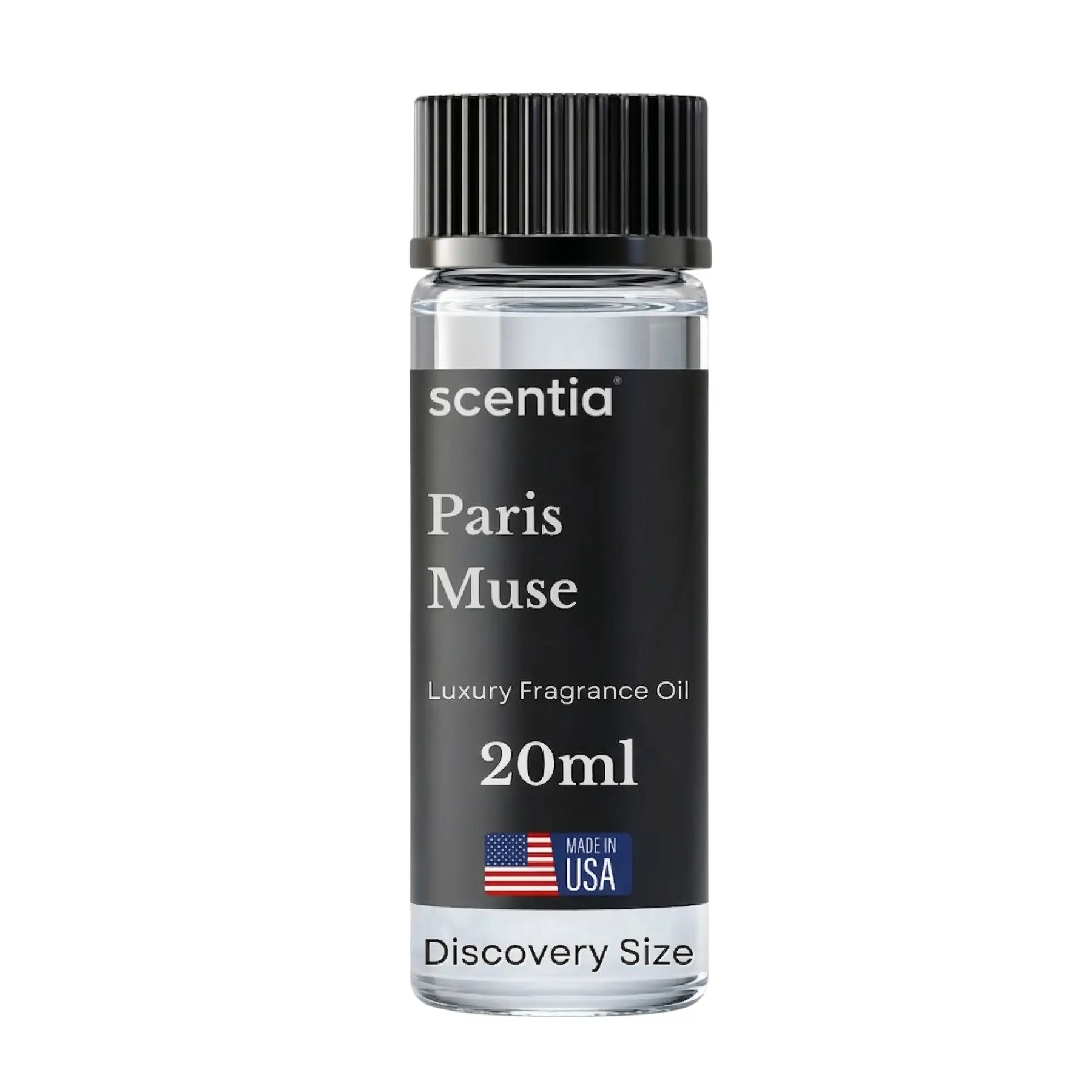 Scentia Paris Muse Woody Fragrance Incense Diffuser Oil - Hotel Costes Paris Inspired, 20 mL Natural Rose Sandalwood Clove Vanilla Aroma, Waterless Safe for Cold Air Diffusers, Floral Romantic Vibe, Discovery Size, Made in USA