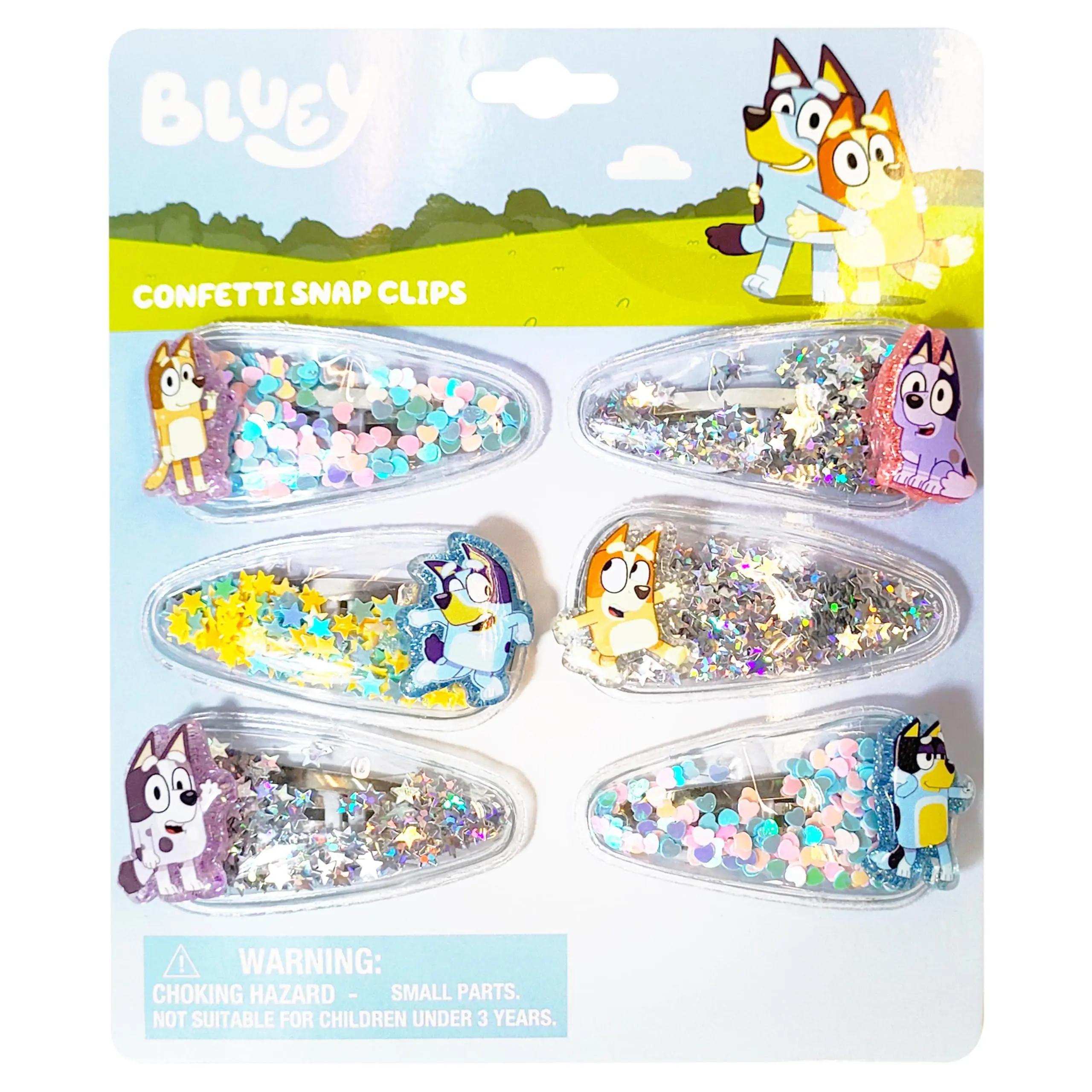 Bluey Hair Accessories For Girls - 6 pc. Hair Clip Set