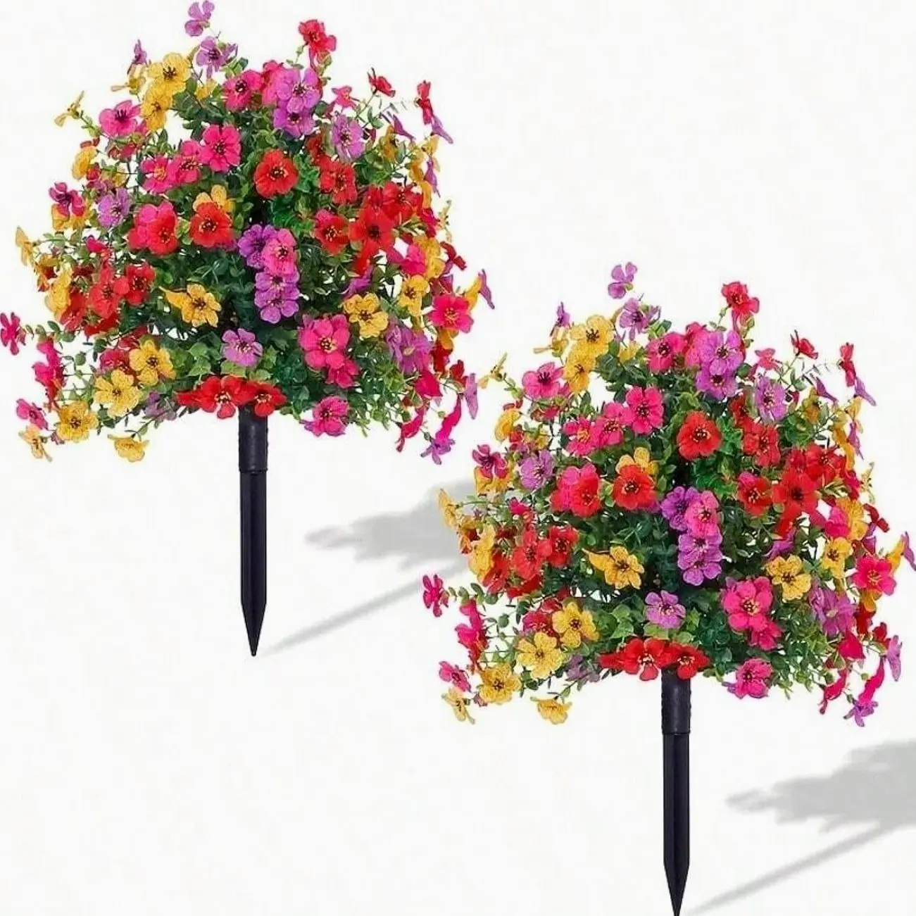 Artificial Daisy & Eucalyptus Stems | Realistic Silk Faux Flowers | UV Resistant Indoor Outdoor Decor | Porch Patio Balcony Yard Greenery