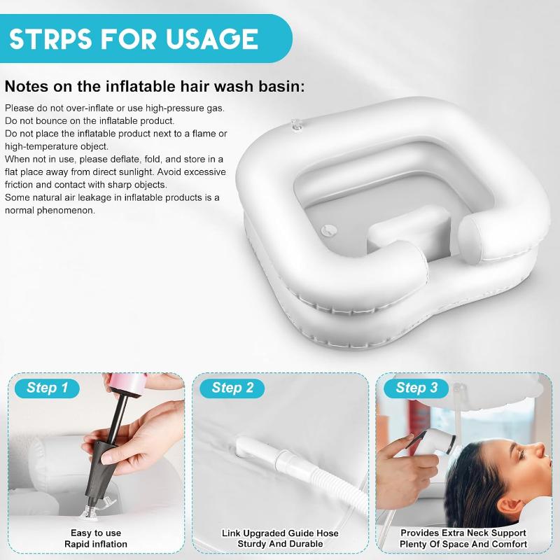 Inflatable Shampoo Basin, Loc Detox Tub for Dreads, Shampoo Buddy Bowl for Bedridden, Disabled,Injured with 2.5 GL Portable Water Shower Bag（Black）