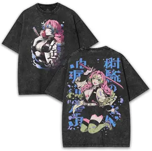 Mitsuri Kimetsu no Yaiba Tee – Dual Print, Thick 260GSM Vintage Wash Anime Shirt Basic Cotton