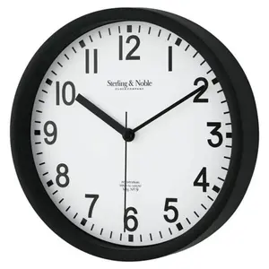 8.78" Basic Indoor Analog Round Modern Wall Clock, Black Decor Glass