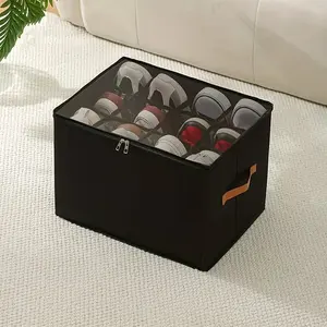 Foldable Oxford Cloth Shoe Box with Lid, Dustproof Storage Container for Shoes Clothes Accessories, Multifunctional Home Organization Solution