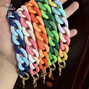 Dopamine Color Acrylic Curb Chain, Multicolor Resin Bag Strap Replacement, Detachable Chain for Phone Straps, Crossbody Bags, Handbags & Keychains