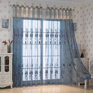 1 piece of luxurious embroidered Window Curtain, suitable for all seasons, shuttle-woven, with an integrated curtain head and valance, featuring eyelets for artistic themed decoration at the top of the curtain, ideal for living rooms and bedrooms