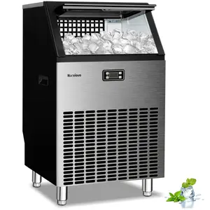 XBEAUTY Commercial Ice Maker Machine with 48lbs Storage Ice Bin 200lbs 24H Stainless Steel Under Counter Ice Machine Freestanding for Restaurant Bar Home Cafe Office
