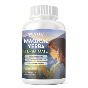 WINYEL Yerba Mate Capsules – 75mg Natural Caffeine per Capsule | Natural Plant-Based Energy & Focus Support | Supports Mental Clarity & Digestive Wellness | Gut Health | 60 Capsules Healthcare Fitness Supplement Edible