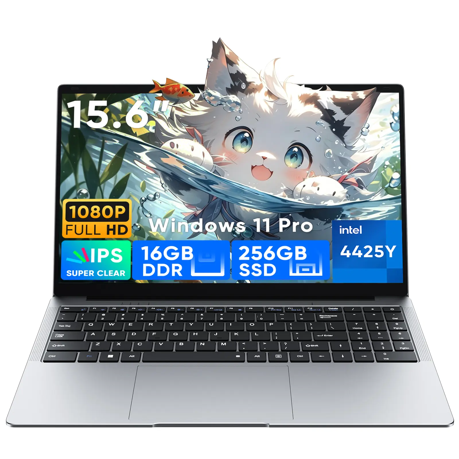 TPV 15.6" Micro-Edge FHD Touchscreen Laptop - Win 11 Pro, Dual-Core 4425Y Processor, 16GB RAM, 256GB SSD, Multi-Port (USB 3.0, SD Card Support), Built-in Wireless, Rechargeable Battery, Lightweight Portable Notebook for Work & Home Office