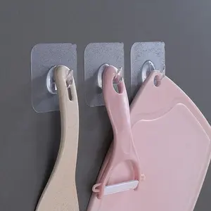 Clear Wall Hook, 10pcs Self Adhesive Wall Mounted Hook, Multifunctional Strong Suction Cup Hook for Kitchen Bathroom Office Dormitory Home, Storage Hooks Set, Organiser