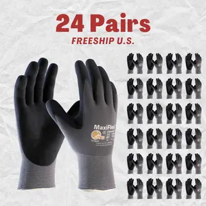 24 Pairs Maxi Flex Work Gloves For Men – MaxiFlex Guantes de Trabajo – Breathable, Durable, Anti-Slip for Construction, Gardening