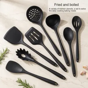 8-piece heat-resistant silicone kitchen utensil set, non-stick, safe, and flexible cooking tools, suitable for everyday family cooking.