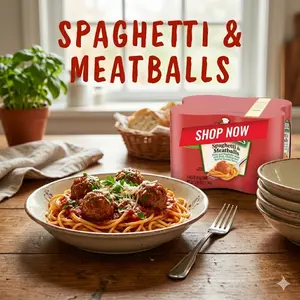 Ready-to-Serve Spaghetti & Meatballs Meal – Canned Pasta in Savory Tomato Sauce, 4 Pack 14.5 oz, Easy Heat & Eat Food