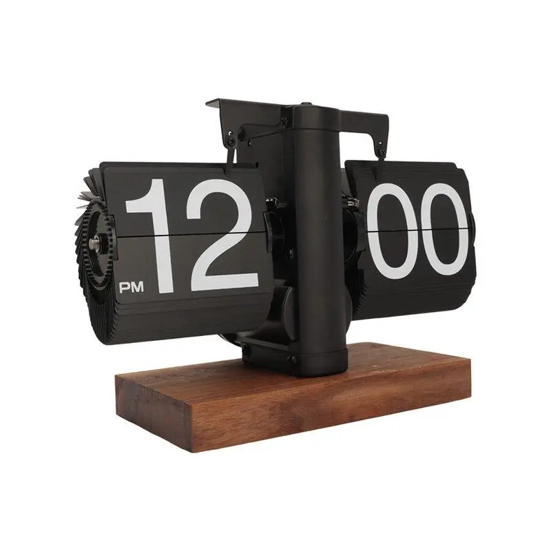 Digital Flip Down Clock Retro Automatic Turning Battery Operated Mechanical Clock for Home Room Office Decoration